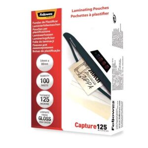 fellowes pack de 100 fundas para plastificar tarjetas 54 x 86 mm brillo 125 micras alta calidad transparente