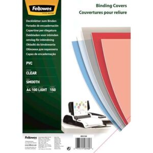 fellowes pack de 100 portadas para encuadernar de pvc a4 150 micras muy resistentes transparente