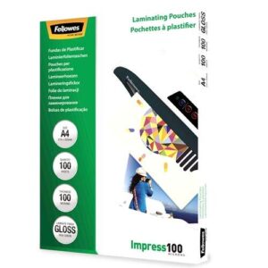 fellowes pack de 100 fundas para plastificar brillo a4 100 micras alta calidad transparente