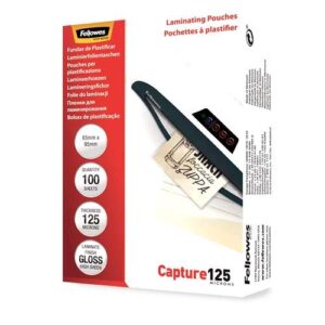 fellowes pack de 125 fundas para plastificar tarjetas brillo 65 x 95 mm 125 micras alta calidad transparente