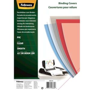 fellowes pack de 100 portadas para encuadernar de pvc a3 200 micras muy resistentes transparente