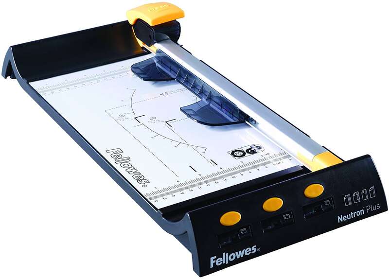 fellowes neutron a4 plus cizalla recorta hasta 10 hojas guias grabadas formato a4