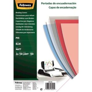 fellowes pack de 100 portadas para encuadernar de pvc a4 180 micras alta calidad color azul