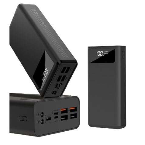 xo pr123 powerbank 30000mah funcion linterna 4 salidas usb a entradas microusb, usb c y lightning pantalla lcd carga rapida resistente