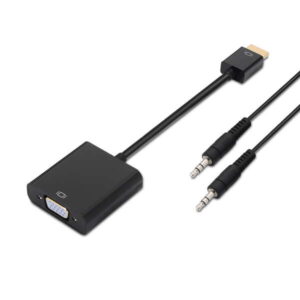aisens conversor hdmi a svga+audio hdmi a macho svga hembra+jack 3.5/h 10 cm+1.0m color negro