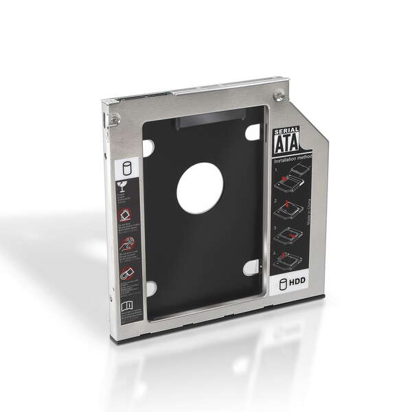aisens adaptador disco duro de 7.0 mm para unidad optica portatil de 9.5 mm instalar un segundo disco duro 2.5" o ssd en un portatil color plata