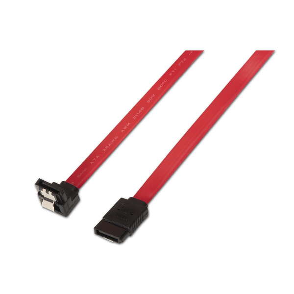 aisens cable sata iii datos 6g datos acodado con anclajes 0.5m para disco duro sata i ii iii ssd color rojo