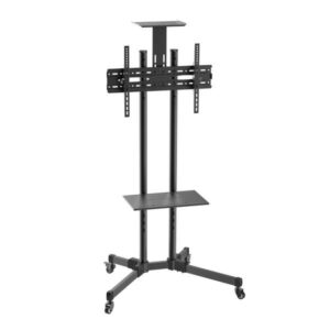 aisens soporte de suelo eco con ruedas bandeja para dvd y soporte de camara (tv 37” 70”) color negro
