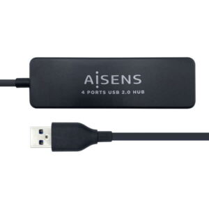 aisens hub usb 2.0 tipo a macho a 4xtipo a hembra 30cm color negro