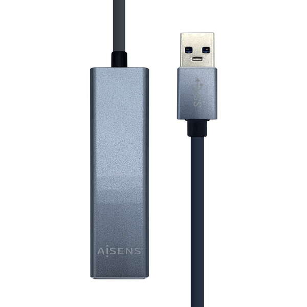 aisens conversor usb 3.0 a ethernet gigabit 10/100/1000 mbps + hub 3xusb3.0 15cm color gris