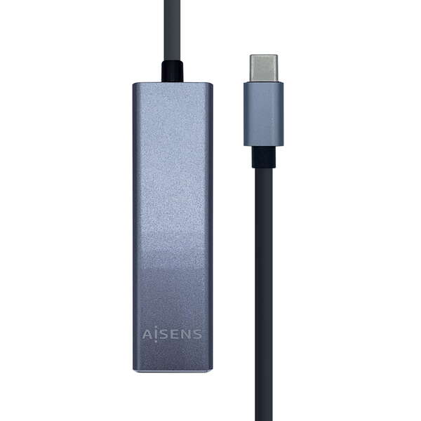 aisens conversor usb3.1 gen1 usb c a ethernet gigabit 10/100/1000 mbps + hub 3xusb3.0 15cm color gris