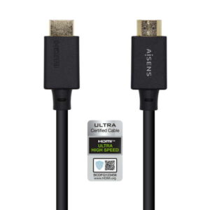 aisens cable hdmi v2.1 certificado ultra alta velocidad 8k@60hz 48gbps a/m a/m 1.0m color negro