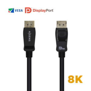aisens cable displayport certificado v1.4 8k@60hz dp/m dp/m 0.5m color negro