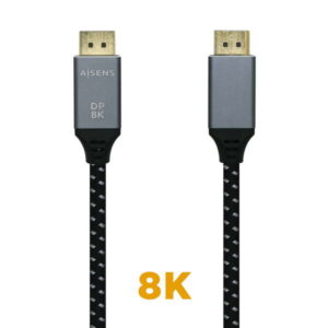 aisens cable displayport v1.4 8k@60hz dp/m dp/m 2.0m color gris