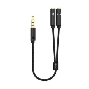 aisens cable adaptador audio jack 3.5 4 pines/m 2xjack 3.5 3 pines/h 25cm color negro