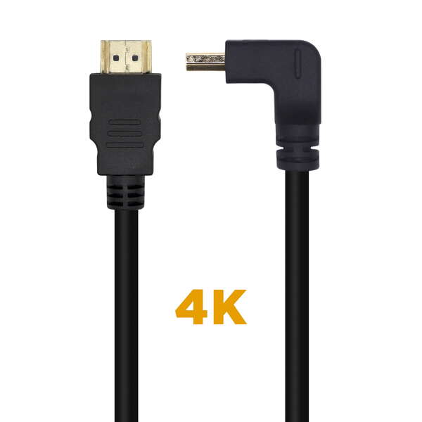 aisens cable hdmi v2.0 acodado premium alta velocidad / hec 4k@60hz 18gbps a/m a/m 2.0m color negro