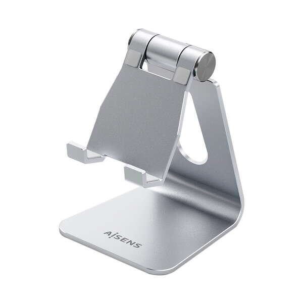 aisens soporte de sobremesa tamaño m ajustable (1 pivote) para movil / tablet color plata