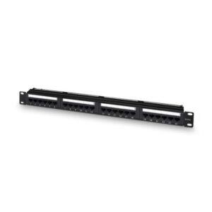 aisens pacth panel de 24 puertos rj45 cat.6 utp 19" 1u dual idc con gestion de cables color negro