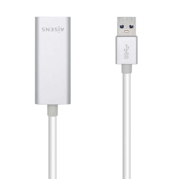 aisens conversor usb 3.0 a ethernet gigabit 10/100/1000 mbps 15cm color plata