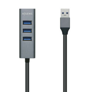 aisens hub usb 3.0 aluminio tipo a macho a 4xtipo a hembra 10cm
