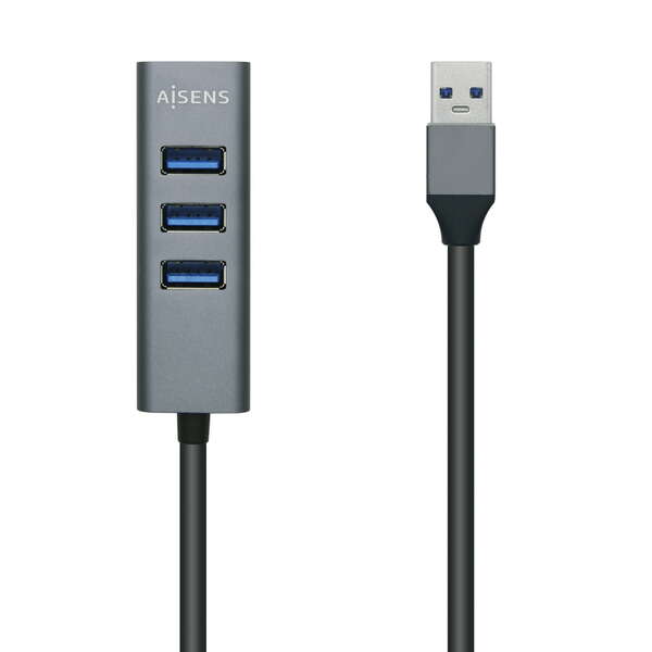 aisens hub usb 3.0 aluminio tipo a macho a 4xtipo a hembra 10cm