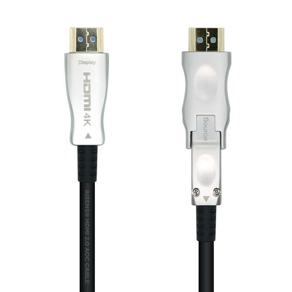 aisens cable hdmi v2.0 aoc (active optical cable) desmontable premium alta velocidad / hec 4k@60hz 4:4:4 18gbps a/m d/a/m 40m color negro