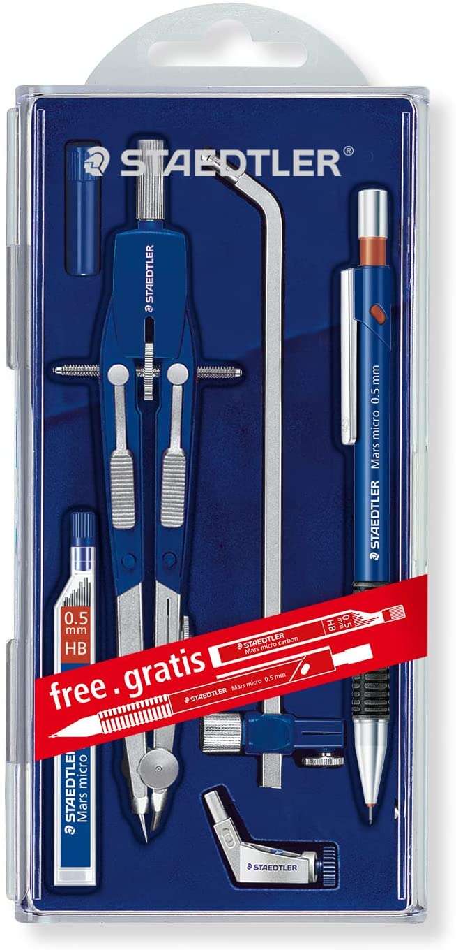 staedtler mars 552 02 compas de precision diametro maximo 350mm compas de aiuste rapido patas articuladas aguja intercambiable mina intercambiable
