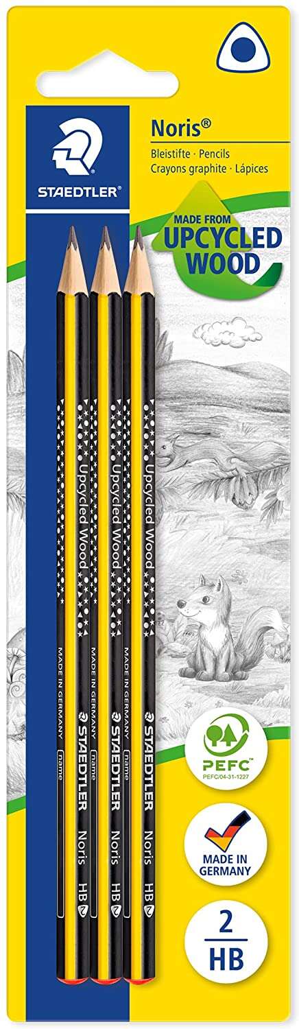 staedtler noris 183 pack de 3 lapices de grafito triangulares mina 2hb resistencia a la rotura