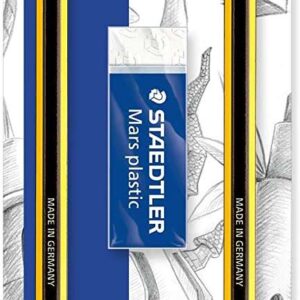 staedtler 120 pack de 2 lapices de grafito 2hb hexagonales + 1 sacapuntas con deposito + 1 goma de borrar mars plastic madera de bosques sostenibles resistencia a la rotura