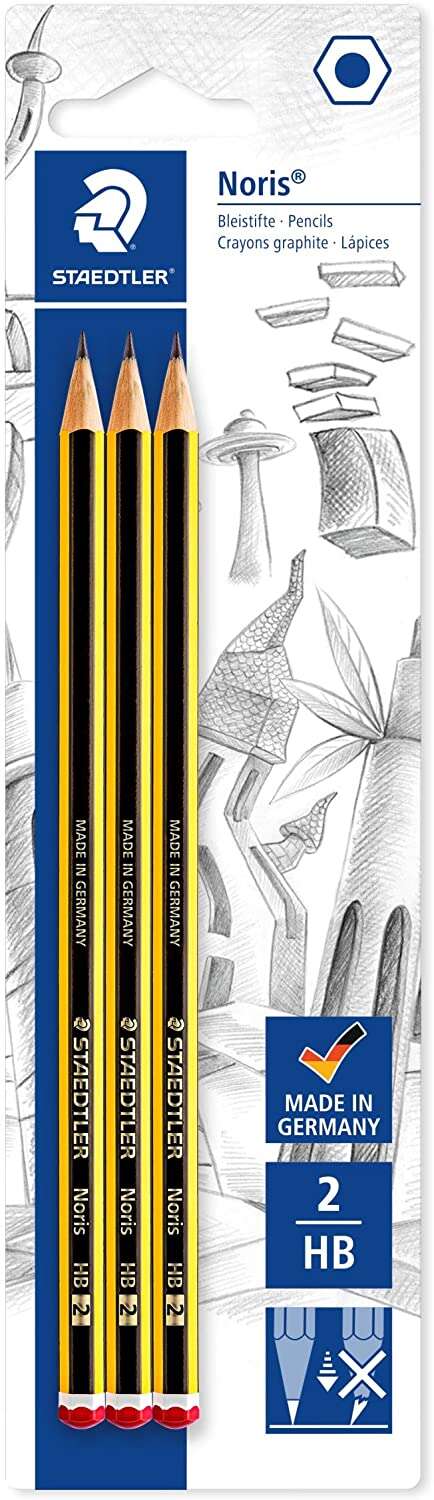 staedtler noris 120 pack de 3 lapices de grafitito hexagonales hb resistencia a la rotura madera de bosques sostenibles