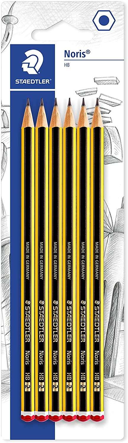 staedtler noris 120 pack de 6 lapices de grafito hexagonales hb resistencia a la rotura madera de bosques sostenibles