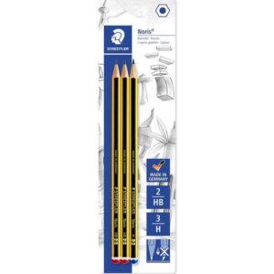 staedtler noris 120 pack de 3 lapices de grafito hexagonles graduaciones surtidas resistencia a la rotura madera de bosques sostenibles