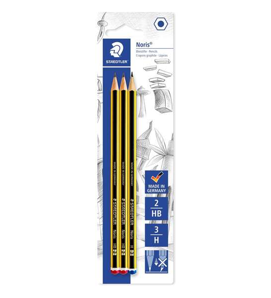 staedtler noris 120 pack de 3 lapices de grafito hexagonles graduaciones surtidas resistencia a la rotura madera de bosques sostenibles