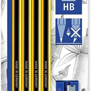 staedtler noris 120 pack de 4 lapices de grafito hexagonales 2hb + 1 goma de borrar rasoplast + 1 sacapuntas resistencia a la rotura madera de bosques sostenibles