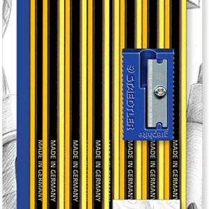 staedtler noris 120 pack de 10 lapices de grafito hexagonales 2hb + 1 goma de borrar plastic 526 50 + 1 sacapuntas 510 50 resistencia a la rotura madera de bosques sostenibles