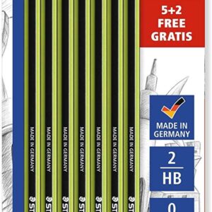 staedtler noris eco pack de 7 lapices de grafito hexagonales graduaciones surtidas superficie aterciopelada mina de deslizamiento suave resistencia a la rotura