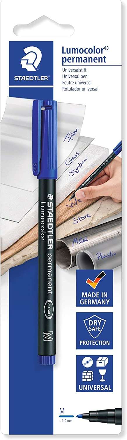 staedtler lumocolor permanent 317 rotulador permanente de punta fina trazo 1mm para casi todas las superficies secado rapido color azul
