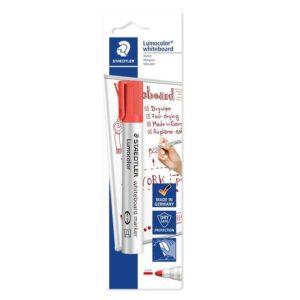 staedtler lumocolor 351 rotulador para pizarra blanca trazo 2mm secado rapido recargable color rojo