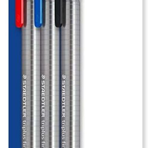 staedtler triplus fineliner 334 pack de 3 rotuladores de punta fina trazo de 0.3mm aprox diseño ergonomico tinta base de agua colores surtidos