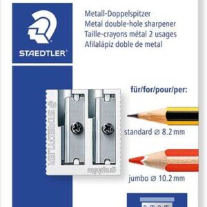 staedtler sacapuntas metalico con cuchilla de metal angulo de afilado de 23° y 30º 2 agujeros