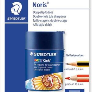 staedtler noris club 512 sacapuntas de plástico doble uso para lapices normales y gruesos de 7mm hasta 12mm deposito