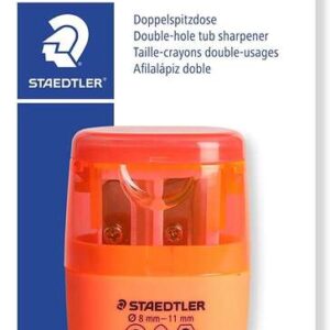 staedtler sacapuntas doble uso con deposito 2 agujeros de 8.2mm hasta 10.2mm color naranja neon