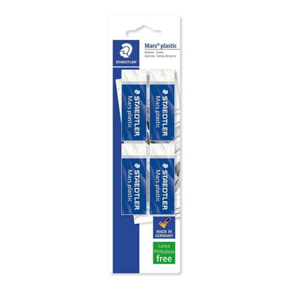 staedtler mars plastic 526 50 pack de 4 gomas de borrar plastico alta precision color blanco