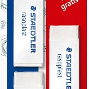 staedtler rasoplast 526 pack de 3 gomas de borrar borrado de alta calidad minimos residuos color blanco