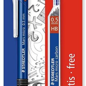 staedtler mars micro pack de 1 portaminas 0.5mm + 1 tubo de 12 minas minas hb zona de agarre de goma