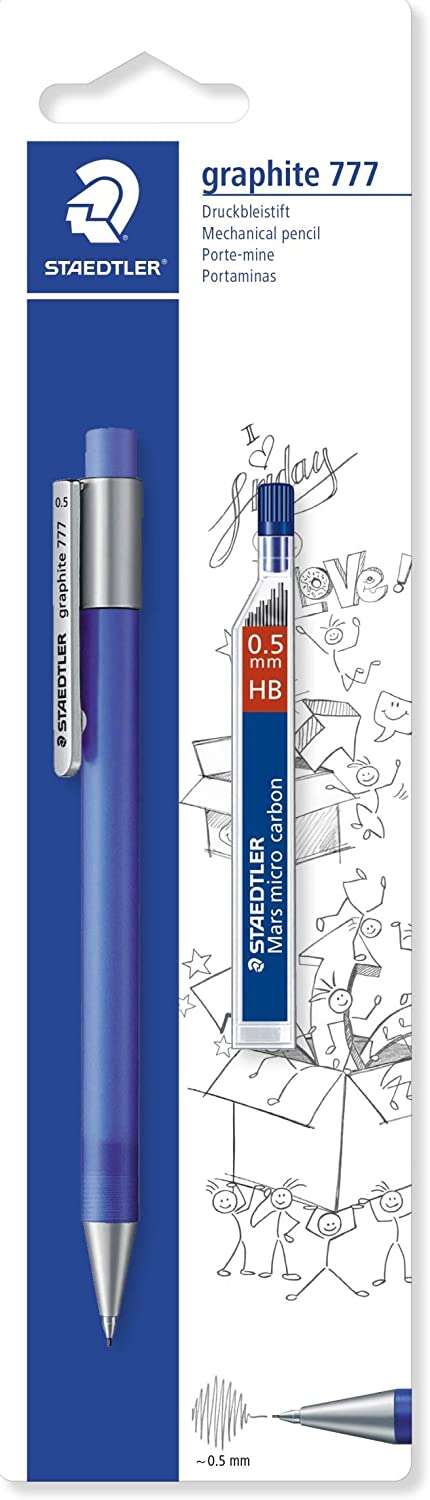 staedtler graphite 777 1 portaminas 0.5mm + 1 tubo de minas hb cuerpo engomado guia de mina antirrotura colores surtidos