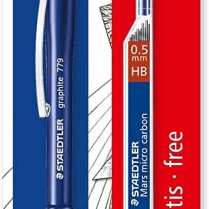 staedtler pack de 1 portaminas 779 de 0.5mm + 1 tubo de 12 minas zona de agarre ergonomica resistente a roturas