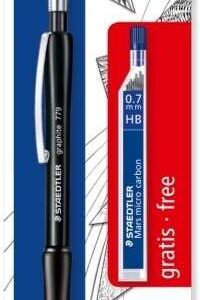 staedtler pack de 1 portaminas 779 de 0.7mm + 1 tubo de 12 minas zona de agarre ergonomica resistente a roturas