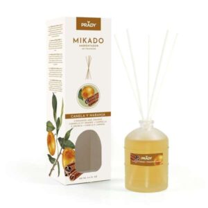 prady ambientador mikado canela y naranja frasco de cristal 100ml y varitas difusoras