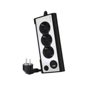 nanocable regleta de sobremesa con 3x shuckos, 1x usb c y 1x usb a iluminacion led con interruptor cable de 1.50m
